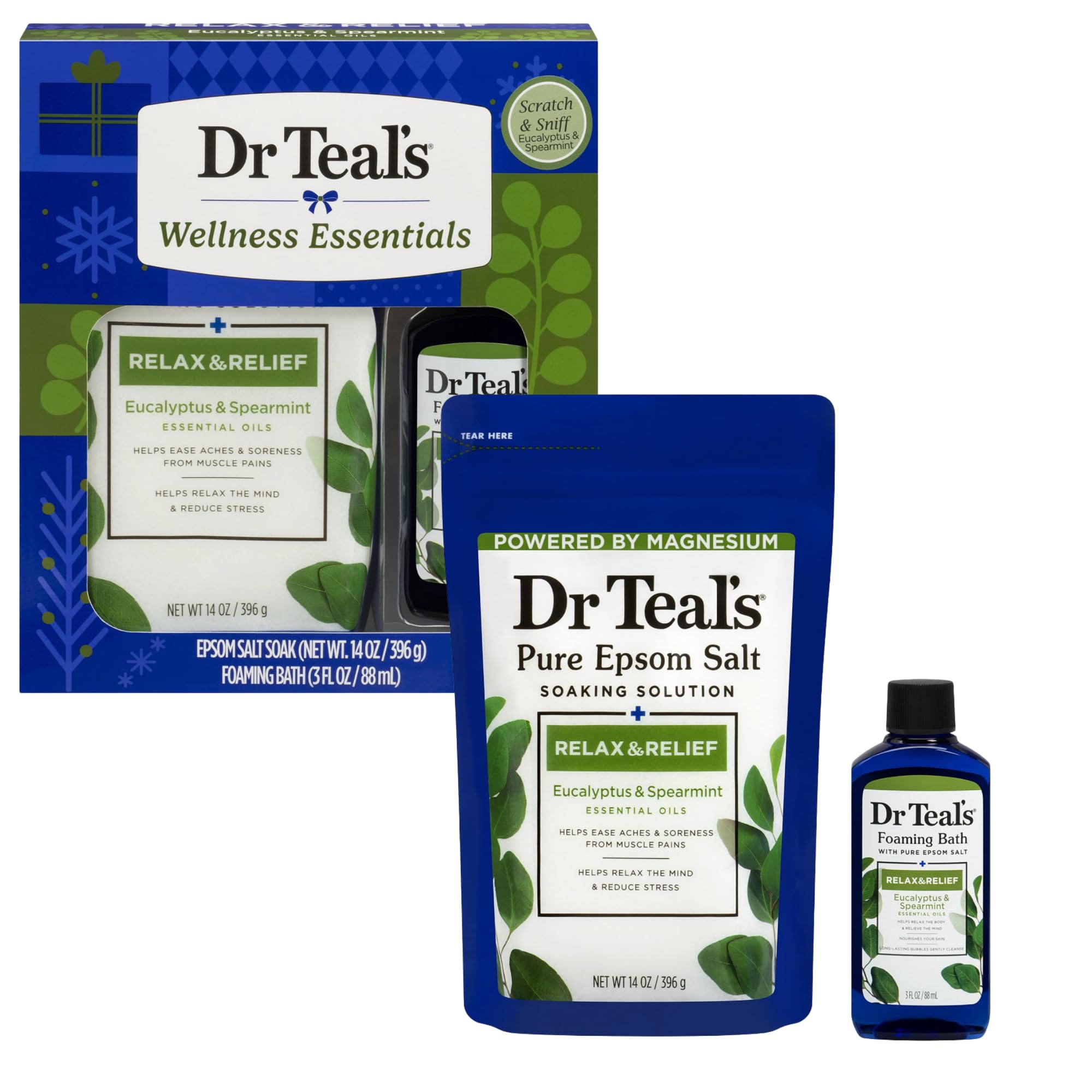 Dr Teal's Holiday Gift Set salt bag for soothing muscle soak