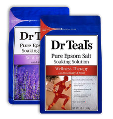 Dr Teal's Lavender Epsom Salt bag ready for a calming bath routine.