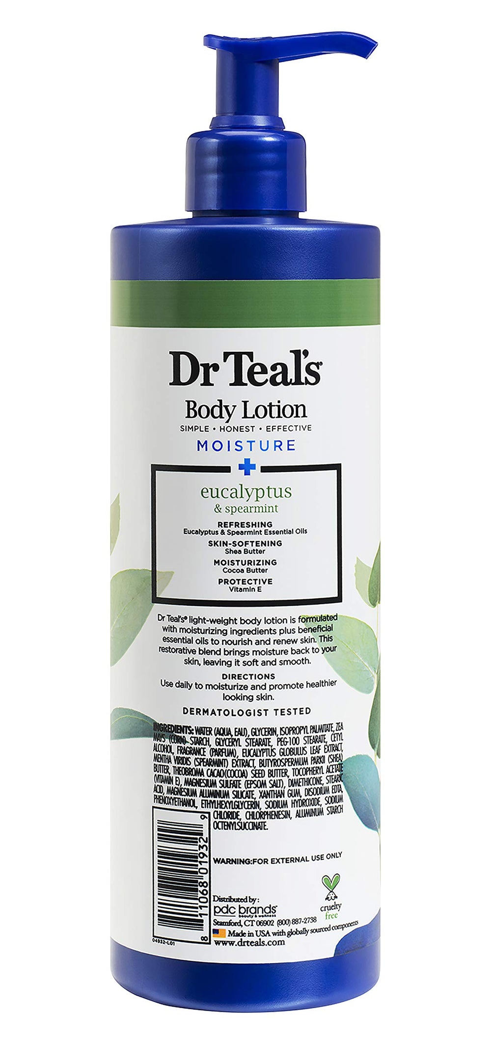 Dr Teal's Moisture Plus ingredients closeup with shea butter and vitamin E for nourishment