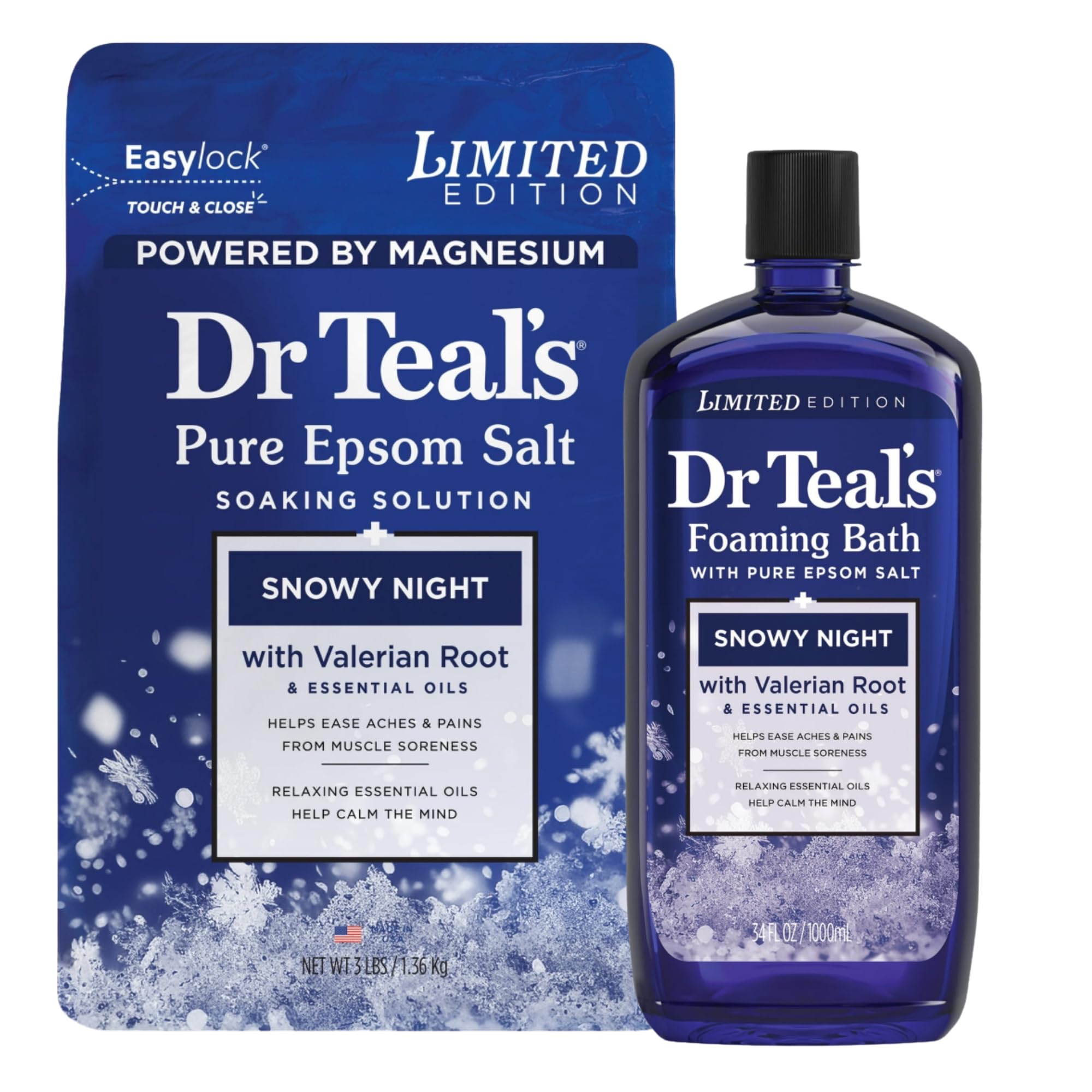 Dr Teal's Snowy Night ensemble-epsom-sel : détente musculaire après l’effort.