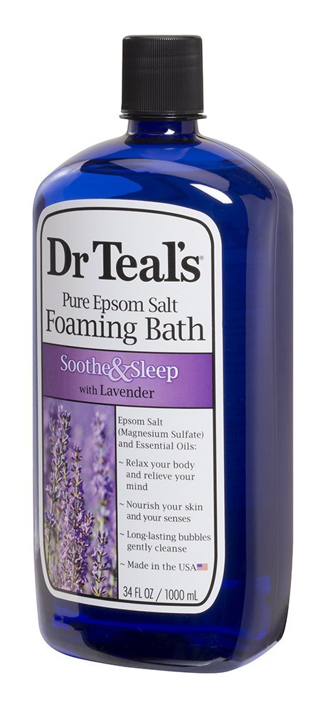 Dr Teal's Nighttime Melatonin Lotion tube nourishes skin during nightly routine.