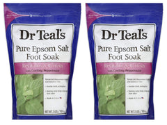 Dr Teal's Peppermint Foot Soak bottle promotes refreshed feet with pure Epsom salt