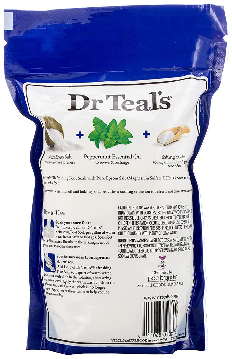 Dr Teal's Peppermint Foot Soak packaging shown for a cooling foot soak
