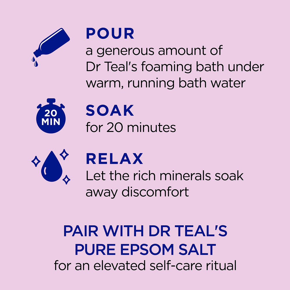 Dr Teal's Pure Epsom Salt bath bottle highlighting magnesium to refresh skin