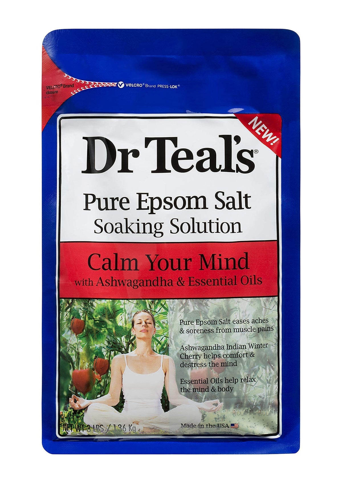 Dr Teal's Pure Epsom Salt Soak with Ashwagandha for a calming bath ritual