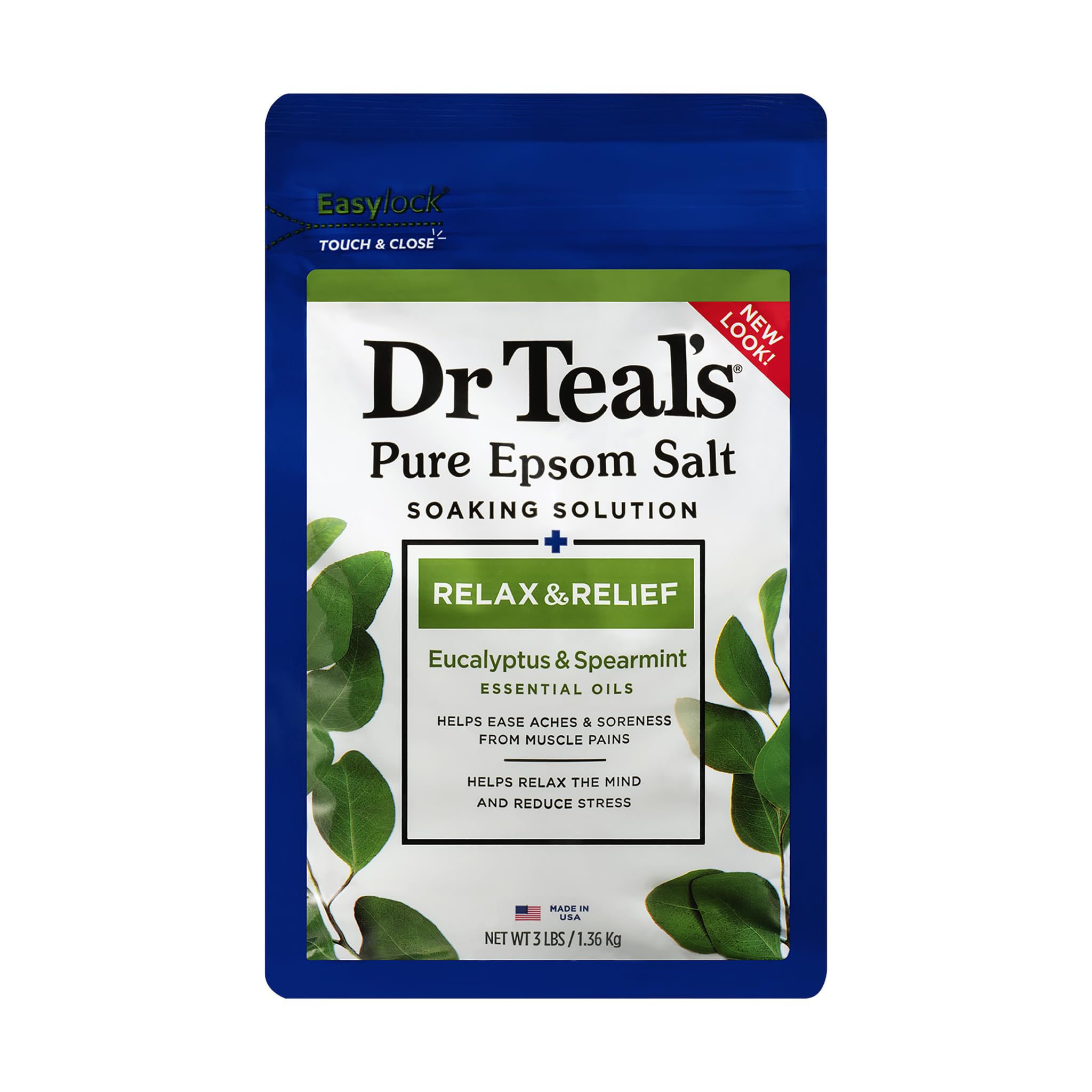 Dr Teal's Relax & Relief bottle beside a warm bath for unwinding