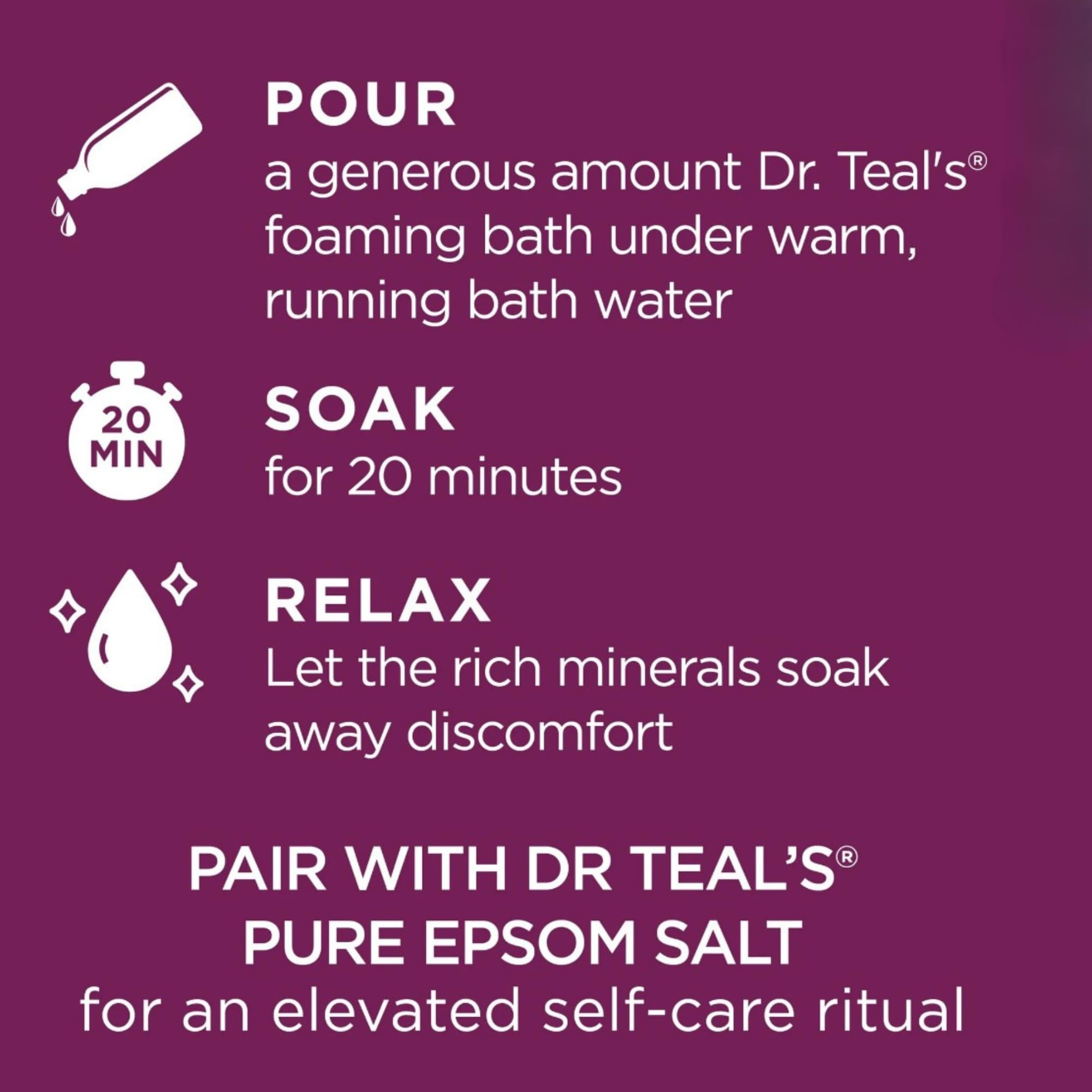 Relaxing bath time scene with Dr Teal's Black Cherry & Vanilla.