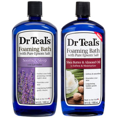 Dr Teal's Soothe & Sleep Lavender foaming bath bottle ready for a calming soak