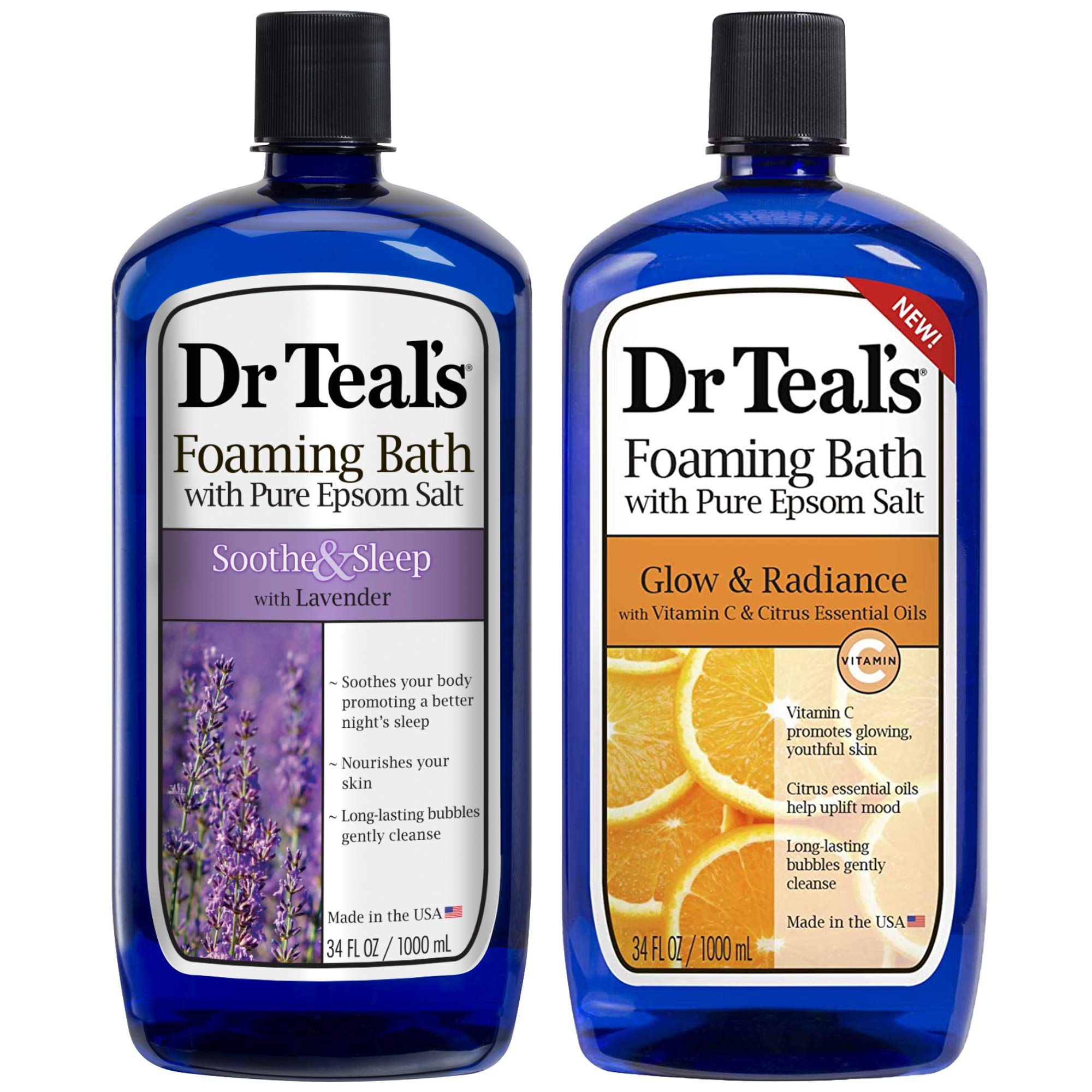 Dr Teal's Soothe & Sleep Lavender foaming bath bottle calms the senses