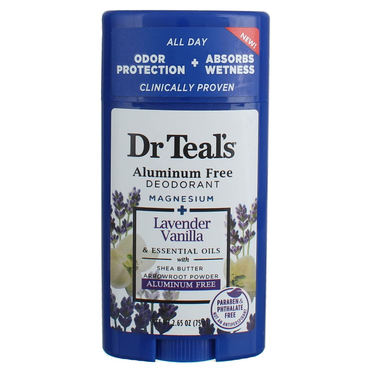 Dr Teal's Vanilla Lavender deodorant sticks in a two-pack for daily use and freshness.