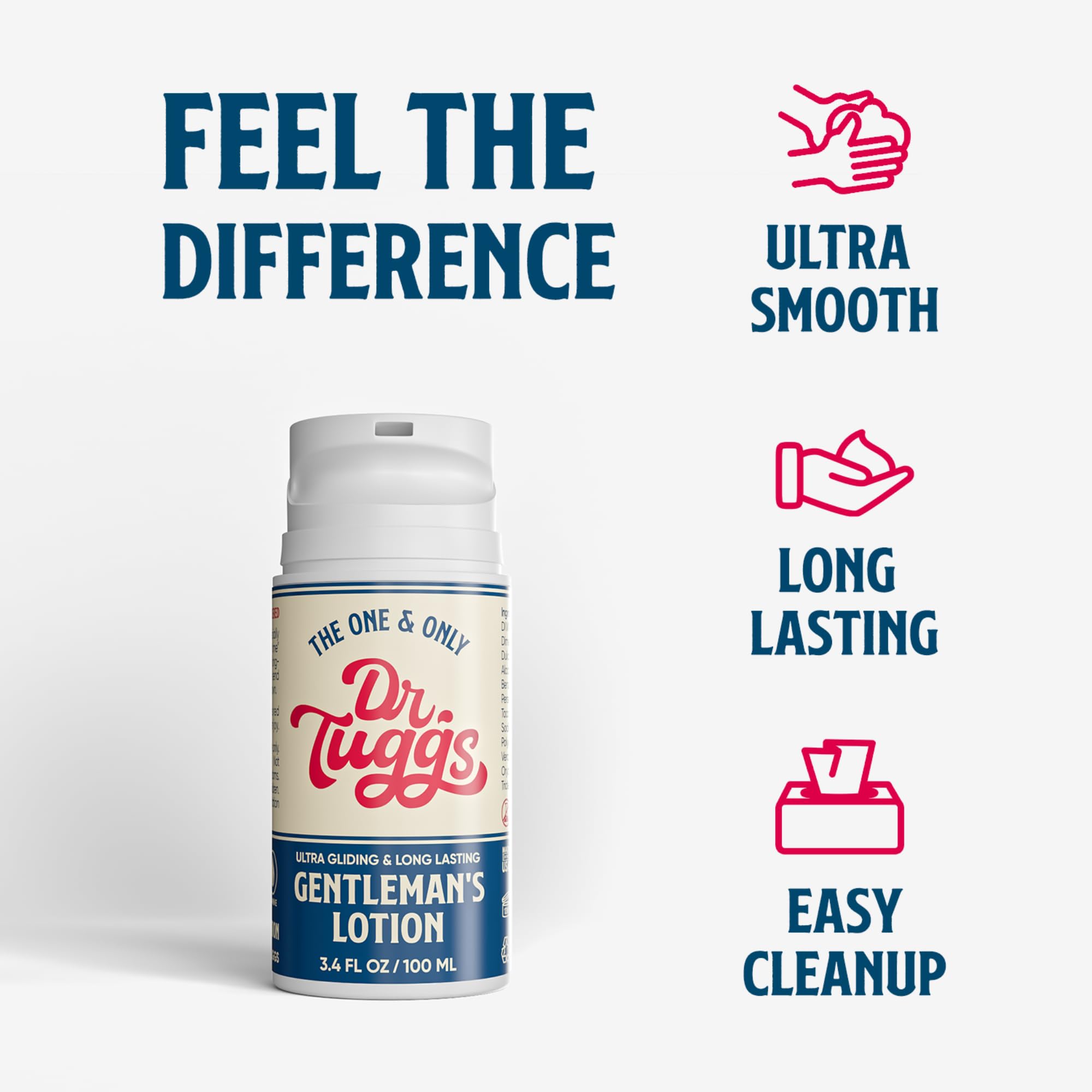 Dr. Tuggs Gentleman’s Lotion bottle closeup highlights a clean, non-greasy finish.