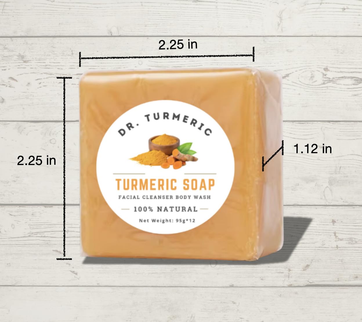 Dr. Turmeric bar antioxidant-rich visuals underline protective skincare benefits.