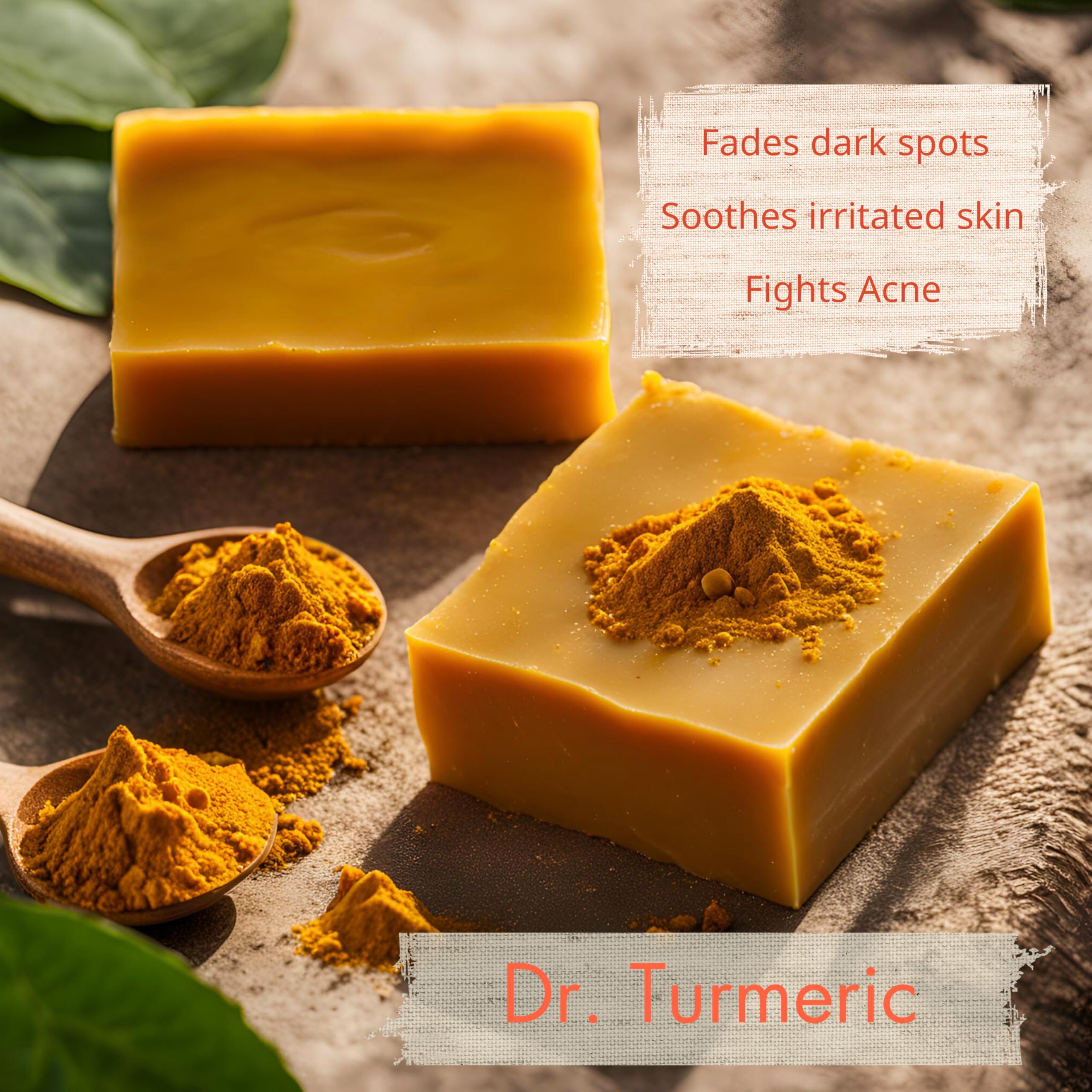 Dr. Turmeric bar even-tone visual demonstrates brighter, more even complexion in soft light.