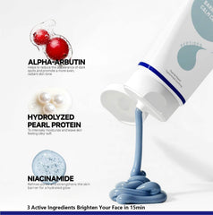 Dr Vincent Deep Pore Cleansing Blue Clay Mask after use showing balanced tone and radiance