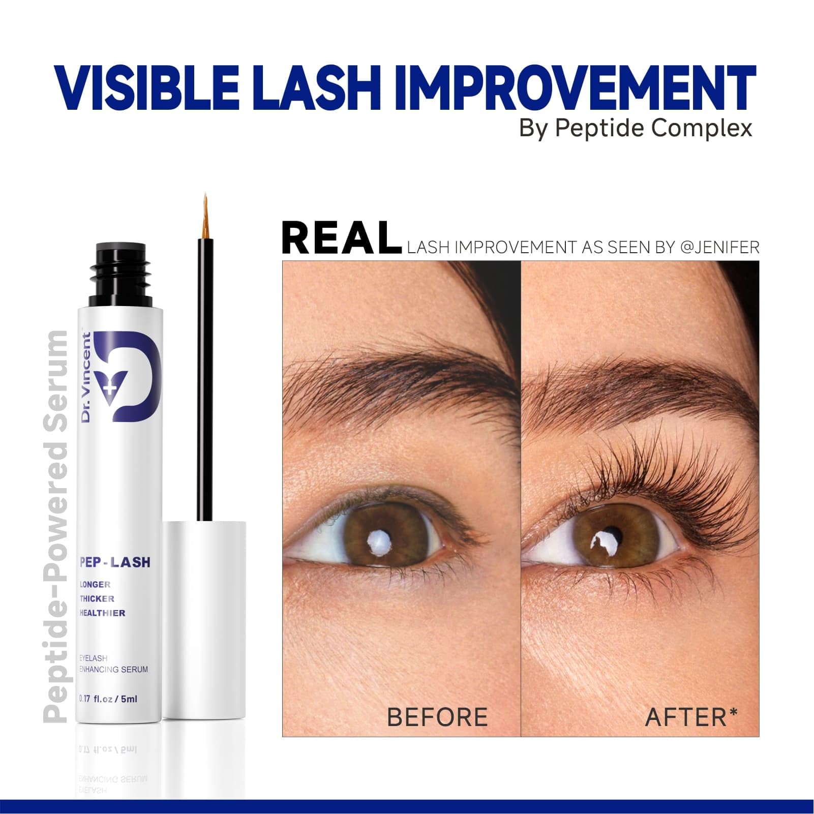 Dr Vincent Lash Serum applicator wand gliding along lashes.