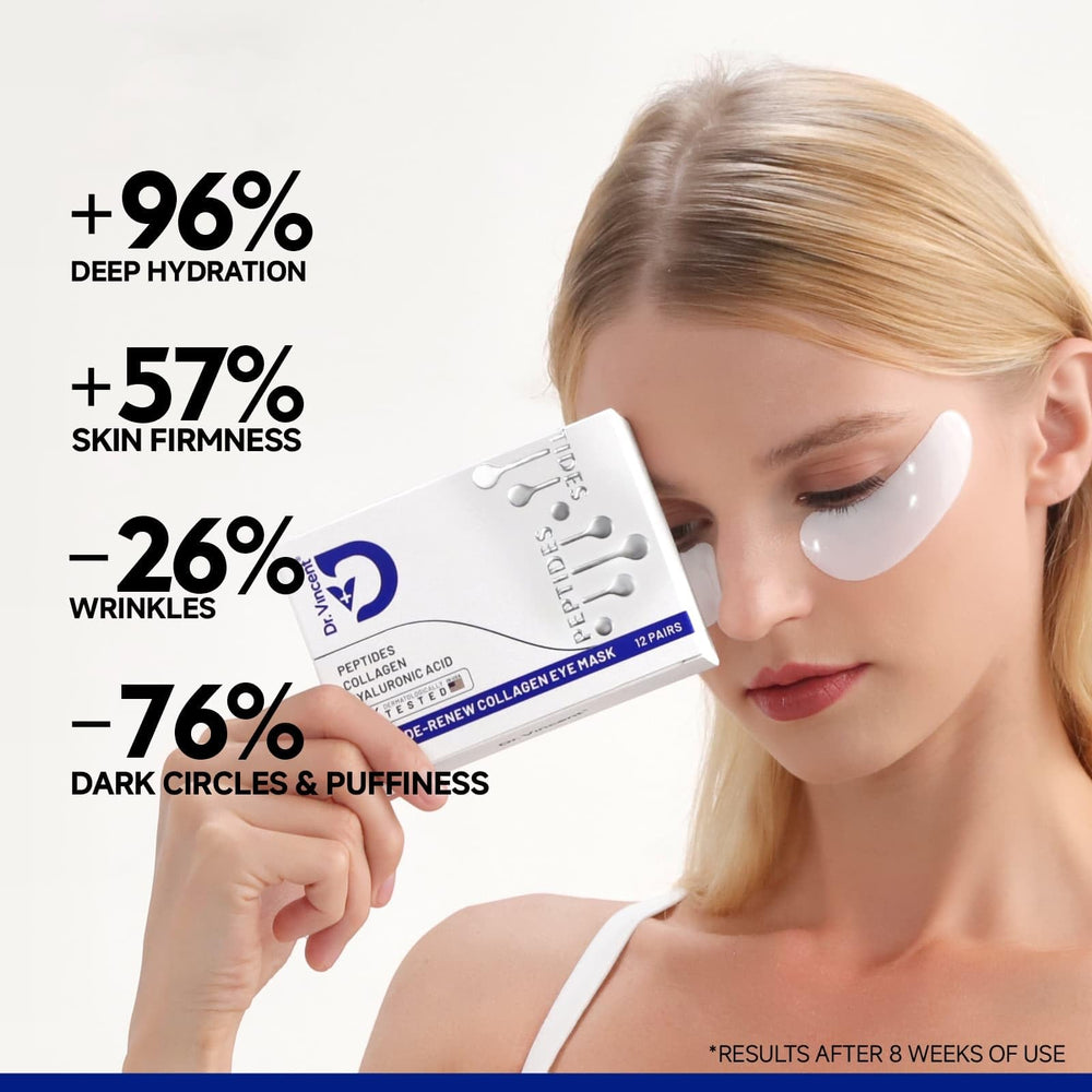 Dr Vincent peptide under-eye patches crystal collagen texture aids rapid serum absorption.