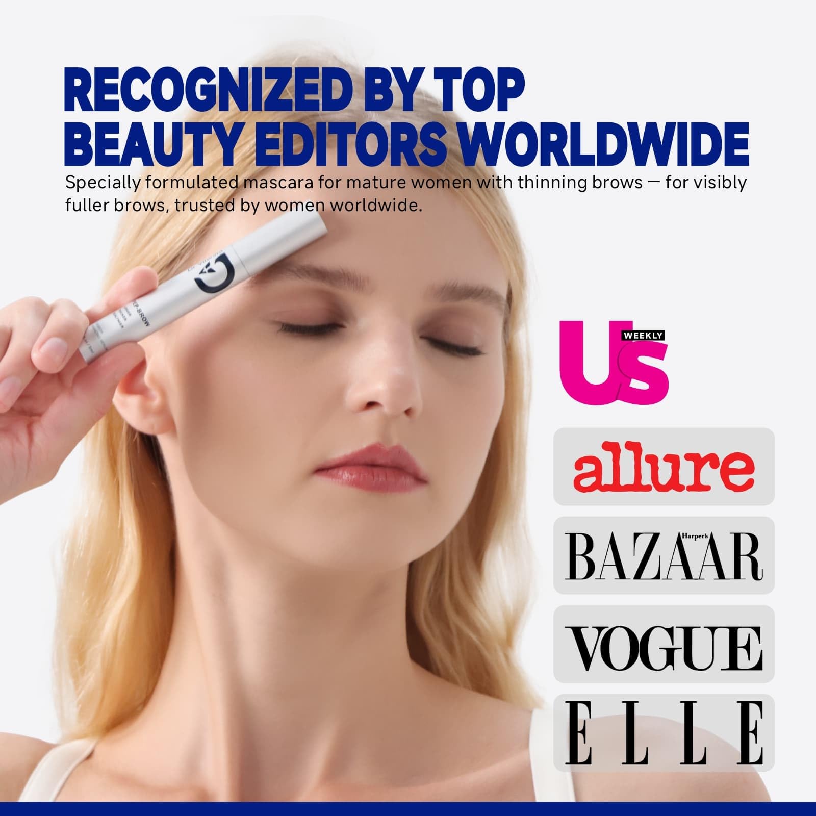 Dr Vincent prostaglandin-free label indicates hormone-free brow care.