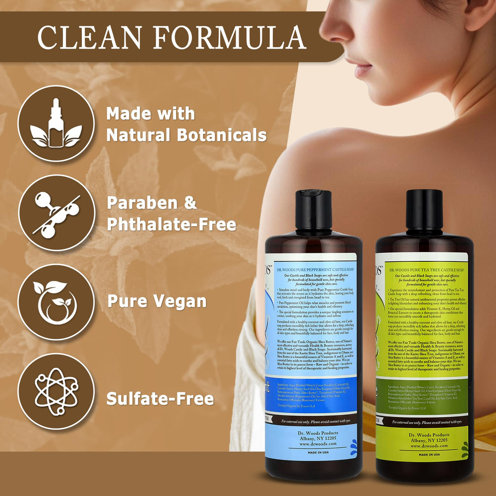 Dr. Woods face body hands cleanse demonstrates versatile all over wash.