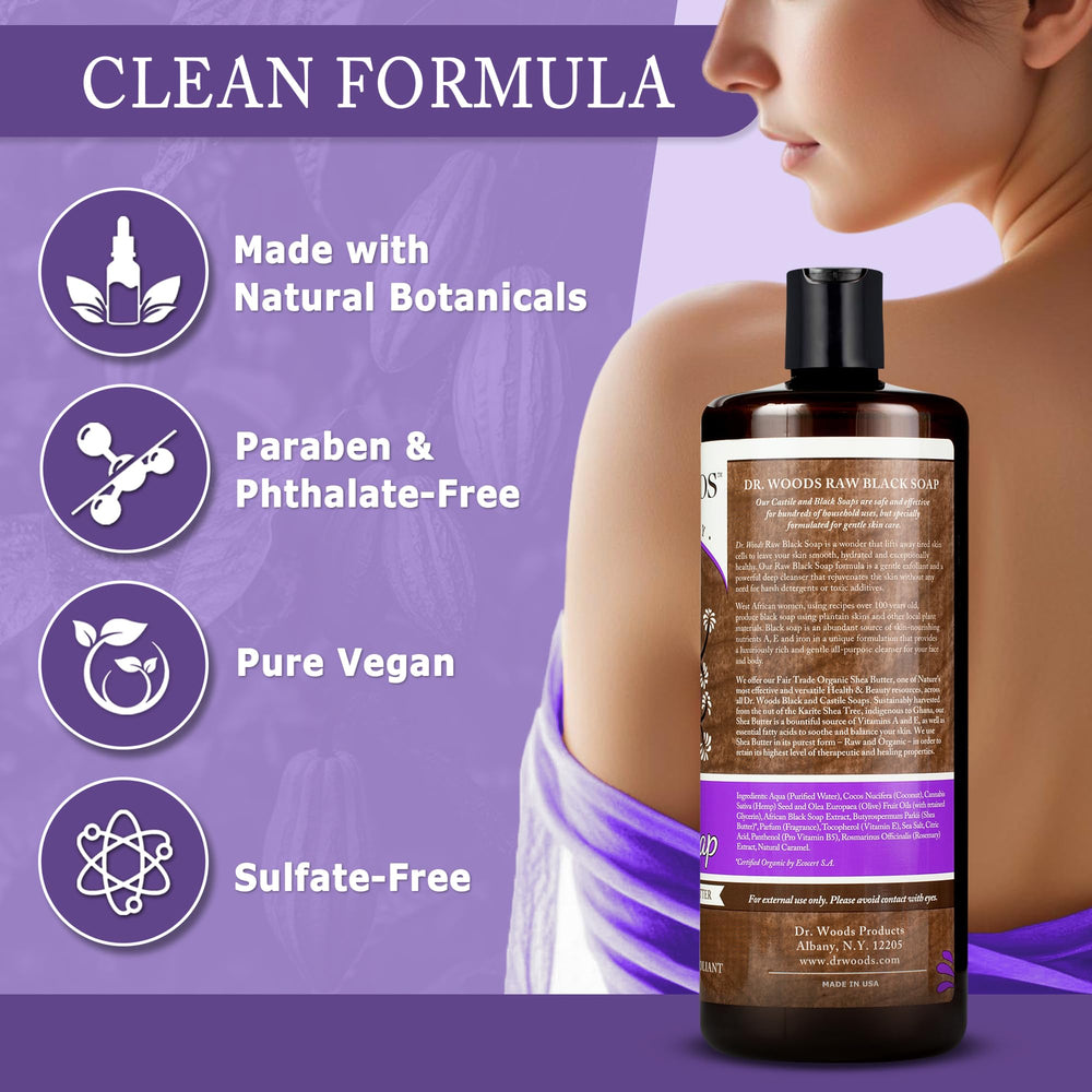 Dr. Woods body-face-hands cleansing multiuse demonstrates versatile use for daily routine.