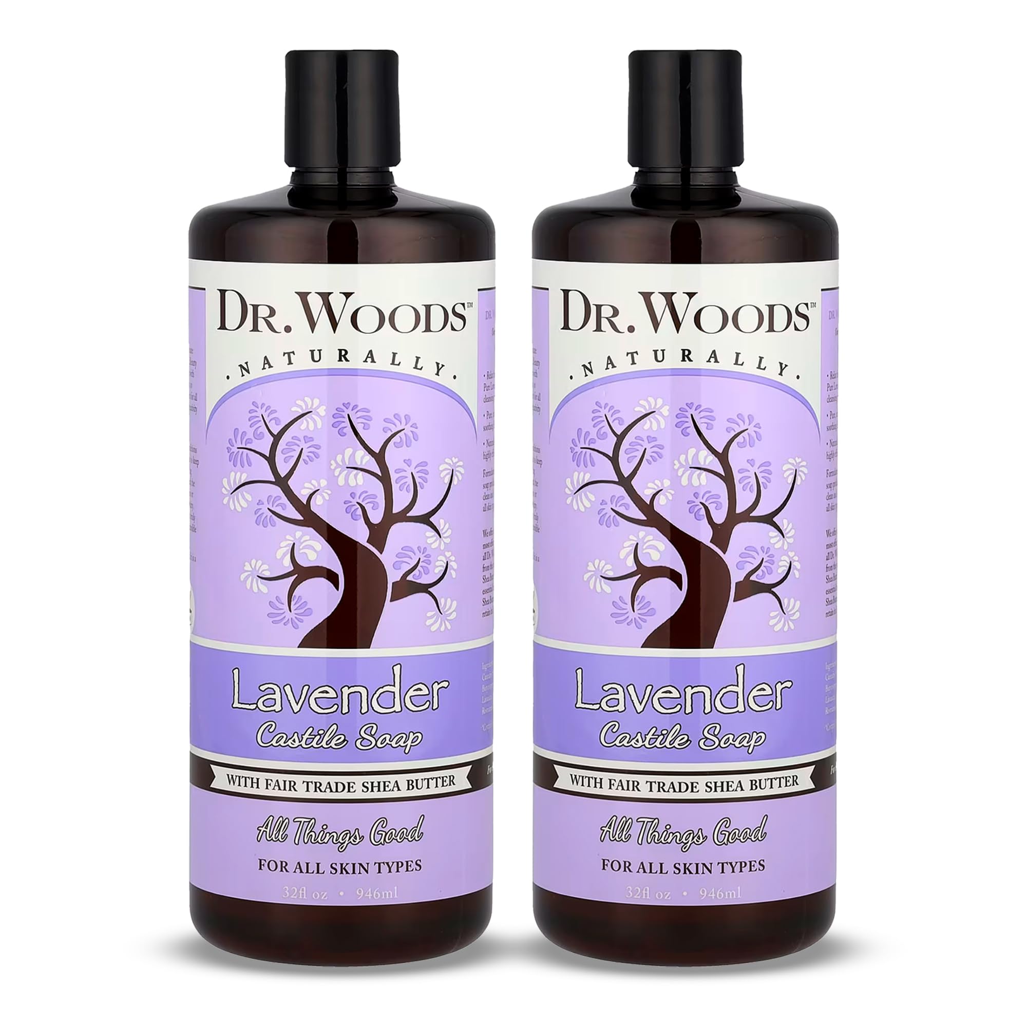Dr. Woods Lavender Castile Soap bottle for soothing, hydrating cleanse.