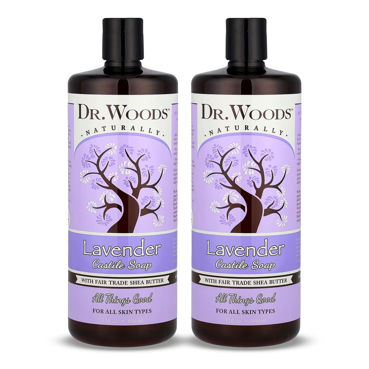 Dr. Woods Lavender Castile Soap bottle for soothing, hydrating cleanse.
