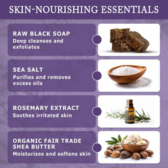 Visual of plantain skins and natural ingredients in Dr. Woods Soap.