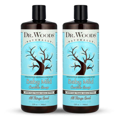 Dr. Woods unscented baby mild soap bottle, gentle cleanse for sensitive skin.