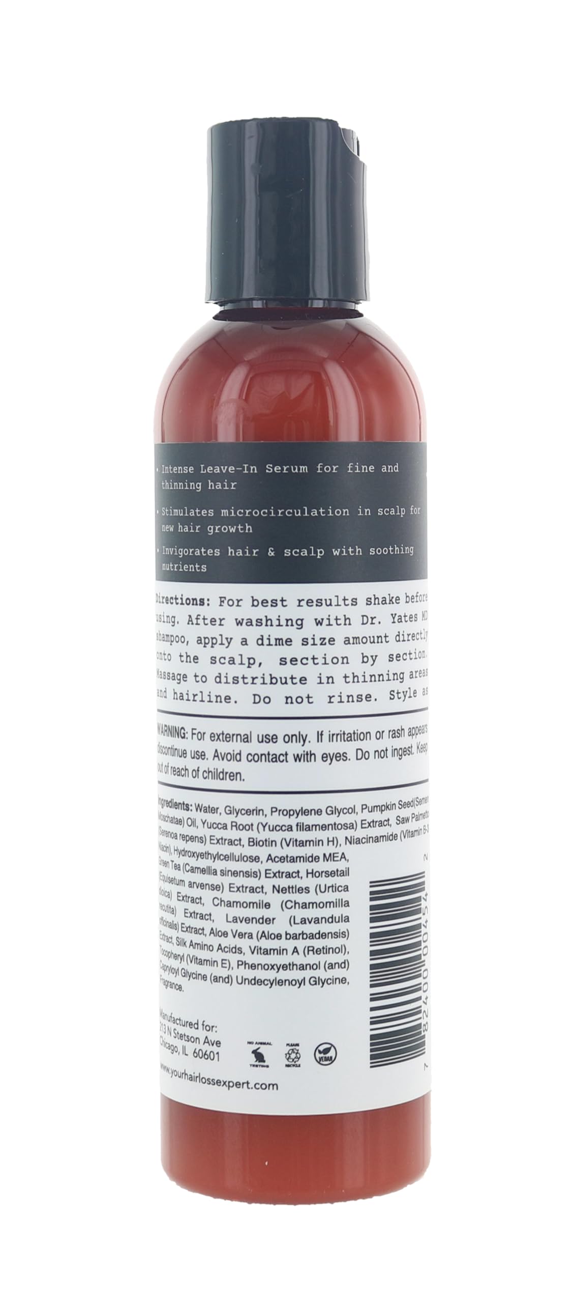 Dr. Yates MD Hair Thickening Serum being applied to scalp—supports daily styling and protection.