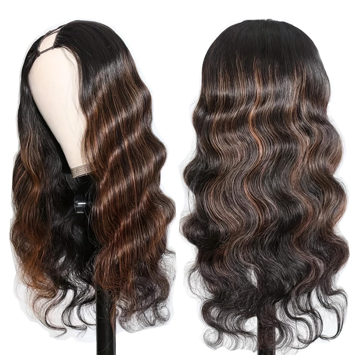 Draconenee ombre highlight wig close-up showing color blend and shine