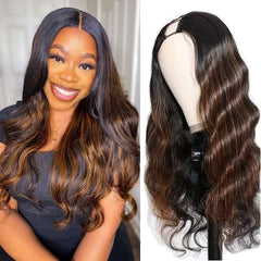 Draconenee V Part Wig body wave 18 inch in 1B/30 Ombre for effortless daily wear