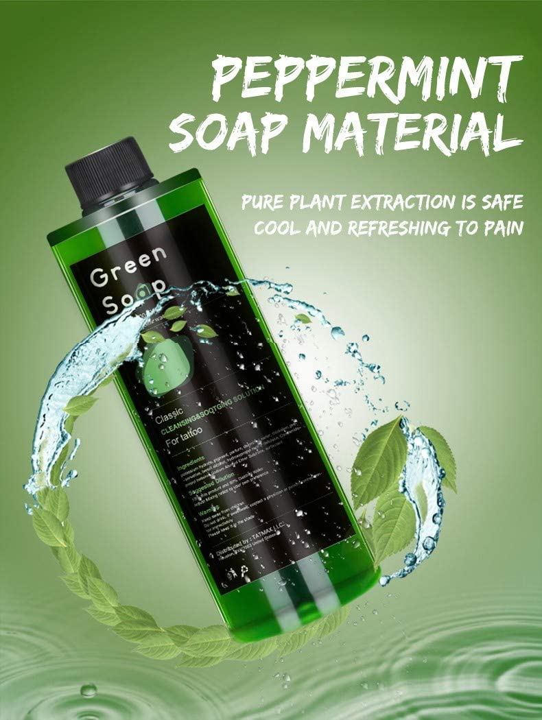 Dragon Art cleaning in a professional studio with green soap for tools and skin prep.