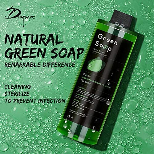 Dragon Art green soap 8oz squeeze bottle aids easy dispensing during sessions.