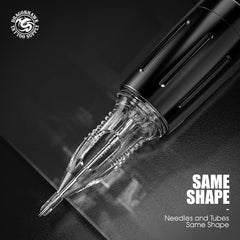 Dragonhawk 13RM tip indentation closeup improves ink flow for vivid strokes