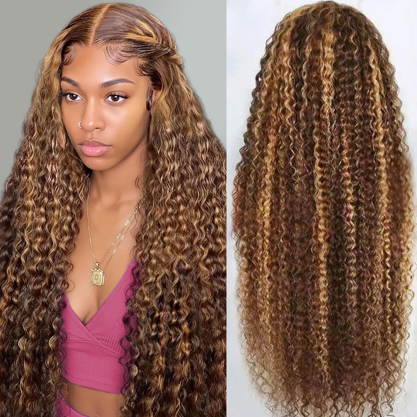 Draixil honey blonde 13x6 deep wave lace front wig, glueless and breathable.