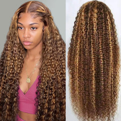 Draixil honey blonde 13x6 deep wave lace front wig, glueless and breathable.