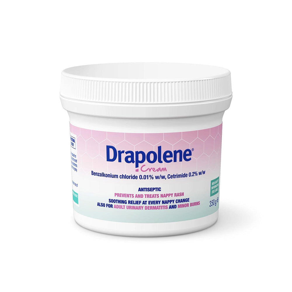 Drapolene Cream 350g bottle showing soothing barrier for delicate skin