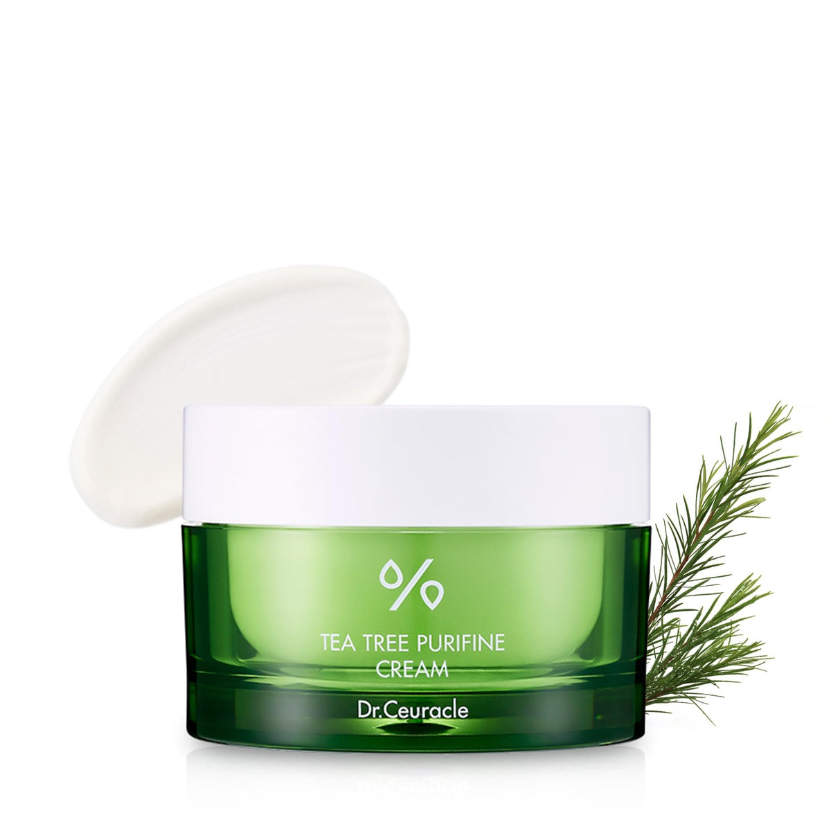 Dr.Ceuracle Tea Tree Purifine Cream jar shows calming formula for sensitive skin