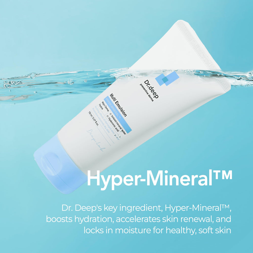 Applying Dr.Deep Multi Emulsion to the face for soothing hydration