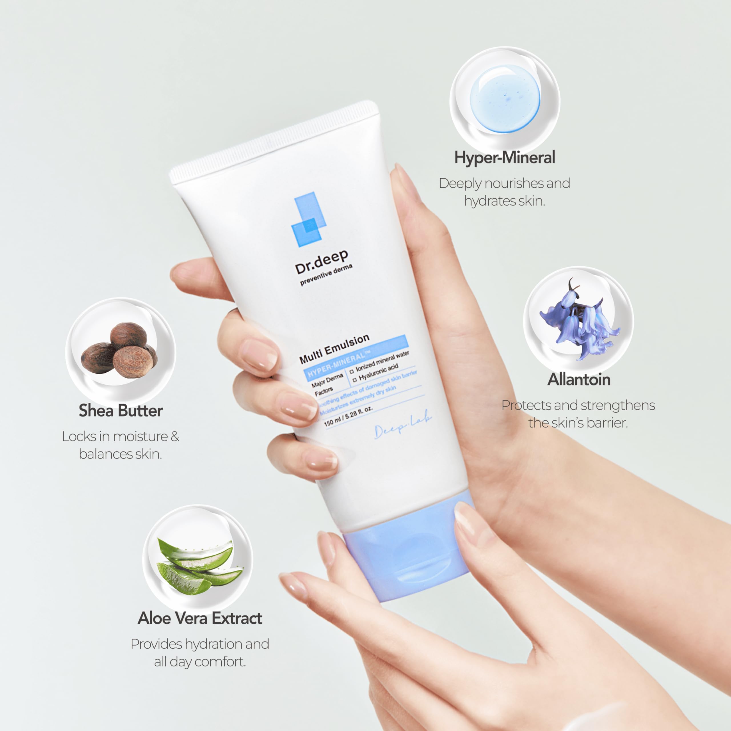 Dr.Deep Multi Emulsion bottle with natural herbal scent and clean packaging