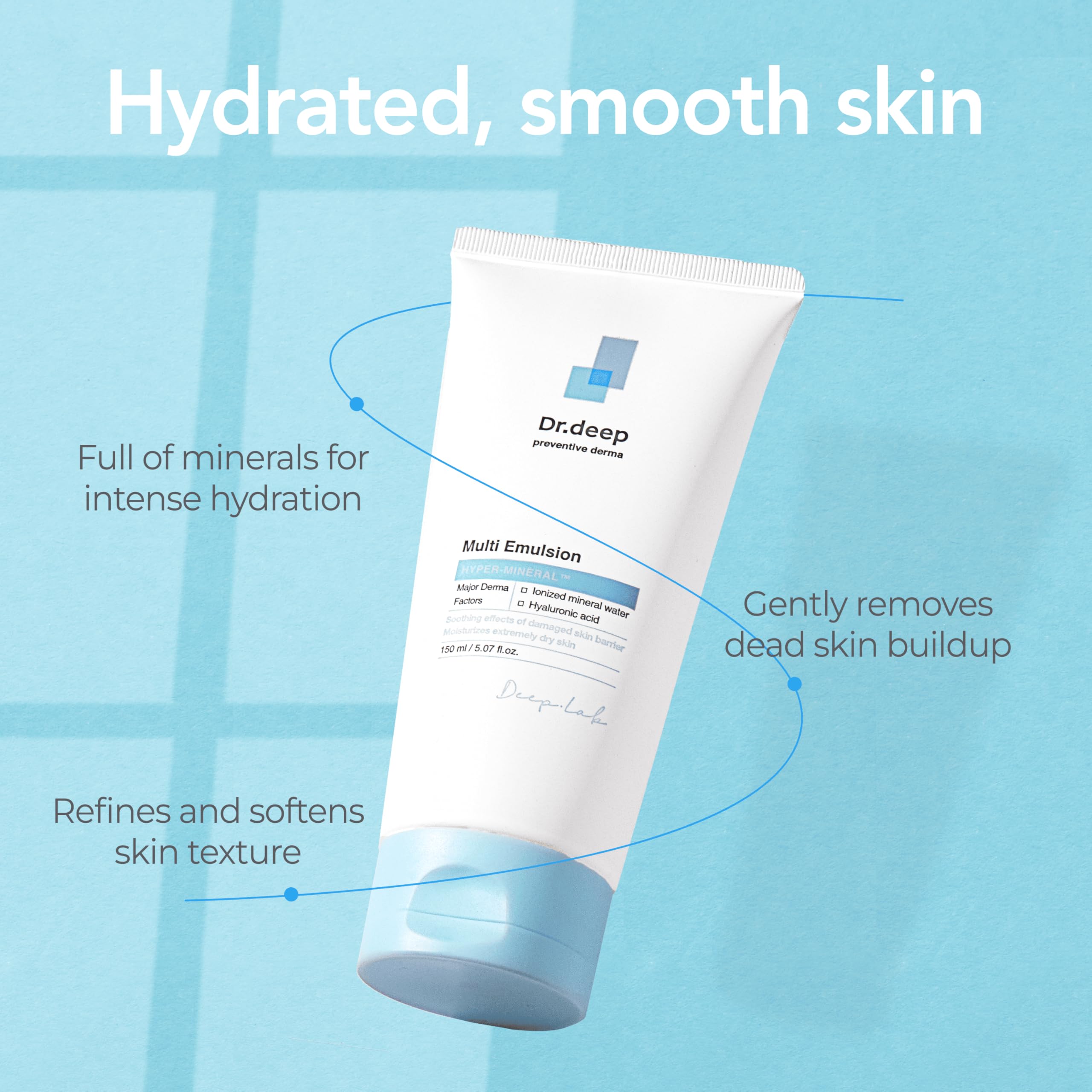 Pump bottle of Dr.Deep Multi Emulsion demonstrates quick absorption