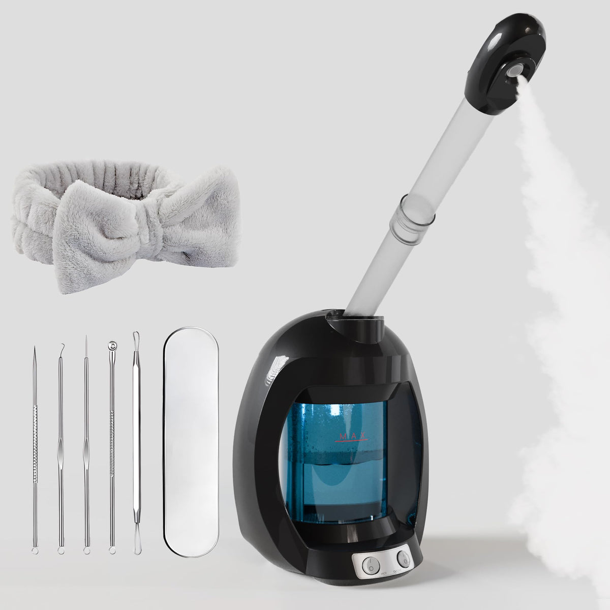 Dress Vous facial steamer front view shows compact home spa ready design for quick skincare sessions.