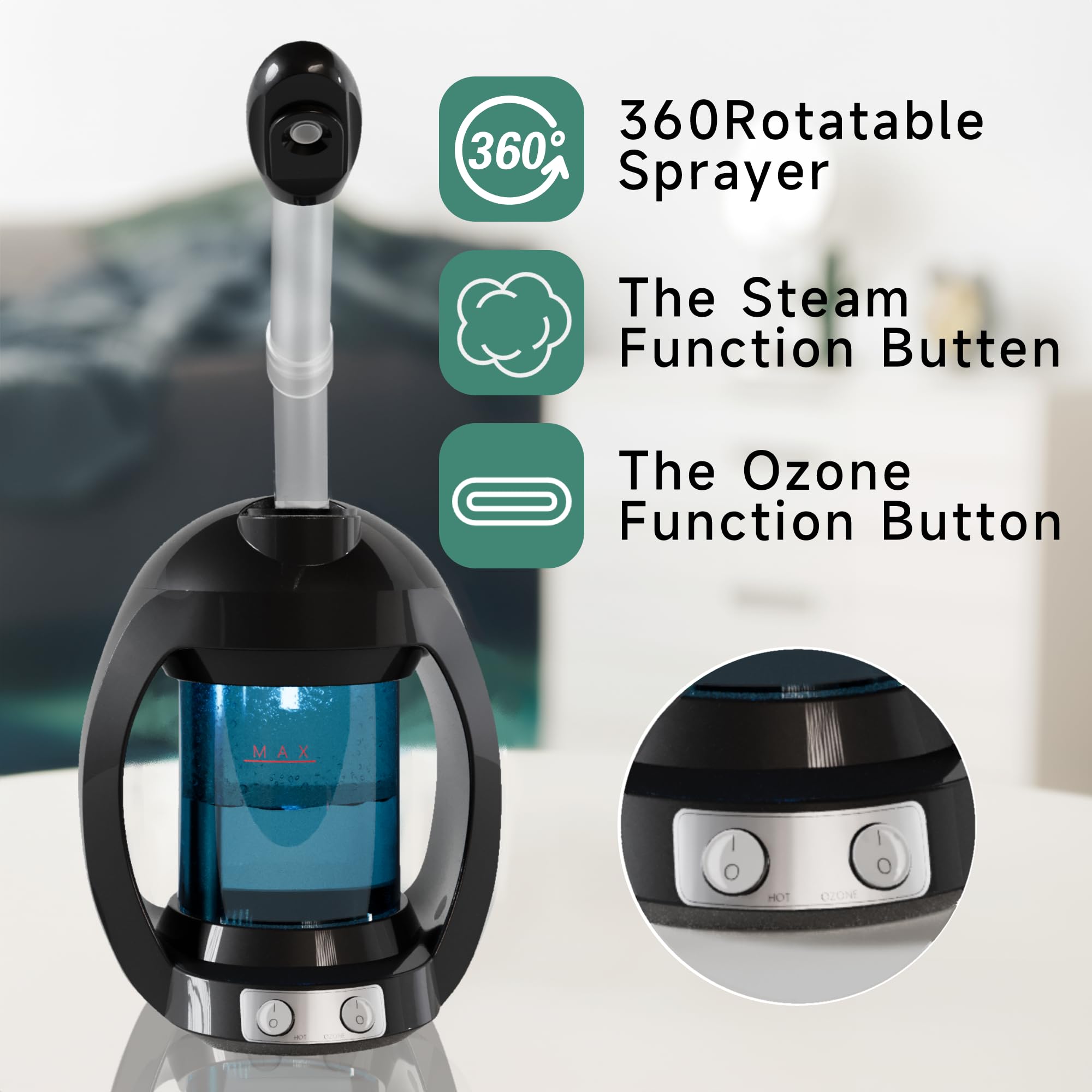 Dress Vous nano-ionic steamer action delivers fine mist for deeper facial cleansing.