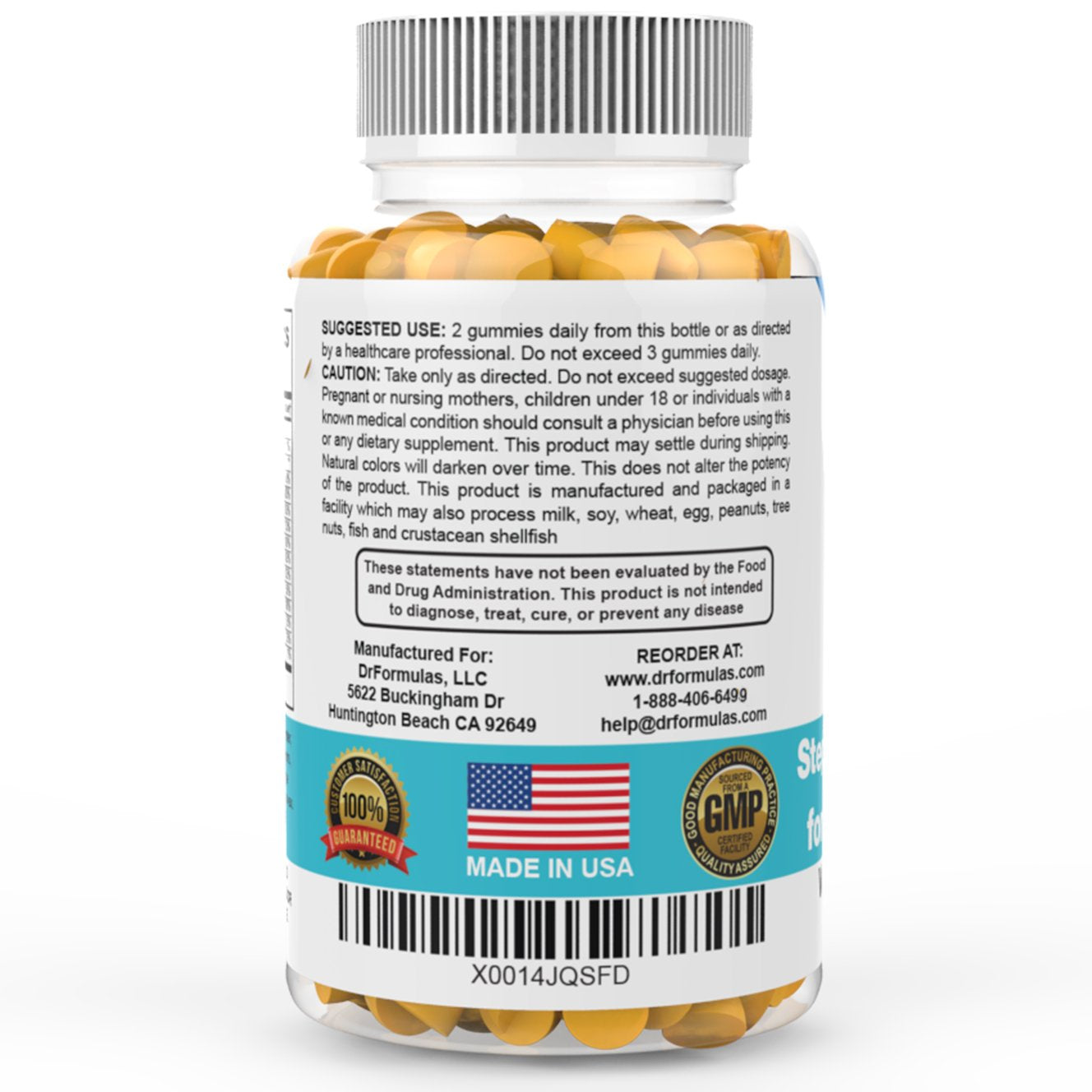 DrFormulas HairOmega label close-up highlighting natural sugar base.