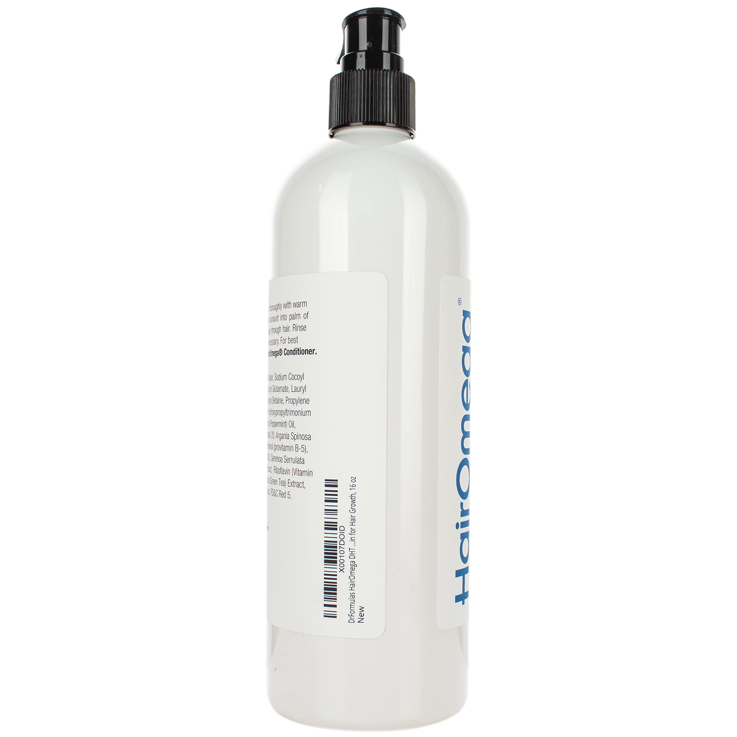 DrFormulas HairOmega packaging shows USA-made, cruelty-free formula for clean, refreshed hair.