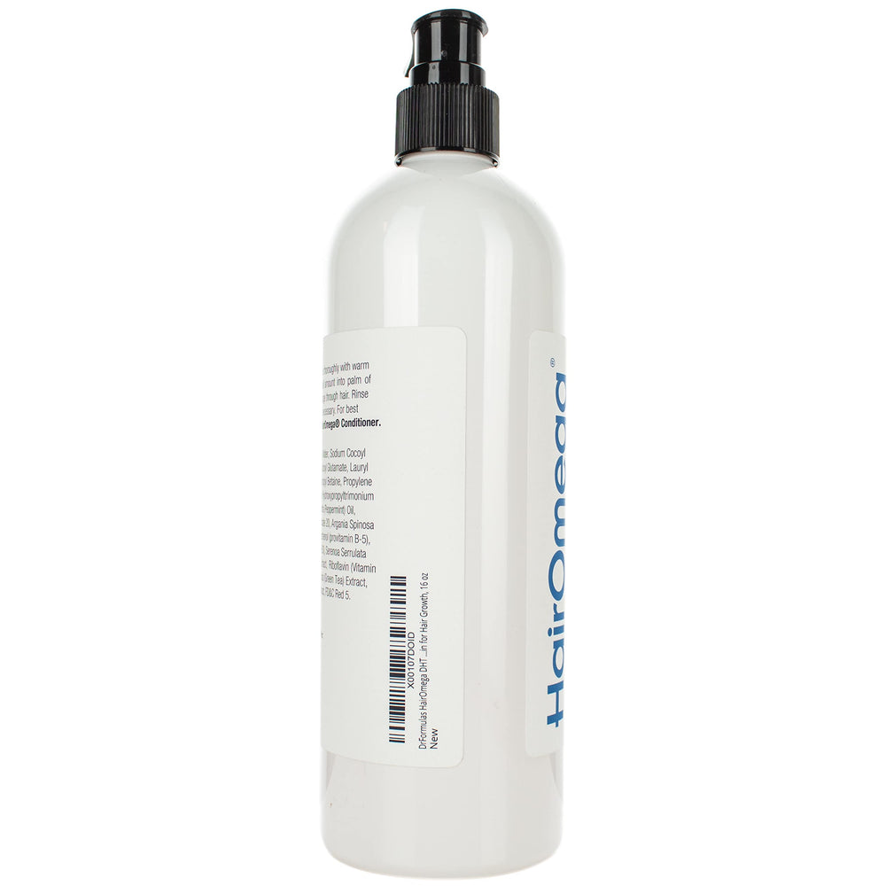 DrFormulas HairOmega packaging shows USA-made, cruelty-free formula for clean, refreshed hair.