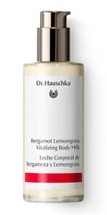 Dr. Hauschka Bergamot Lemongrass Body Milk bottle with citrus scent for a refreshing touch.