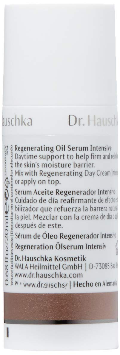 Packaging shot of Dr. Hauschka Regenerating Oil Serum Intensive with natural accents.