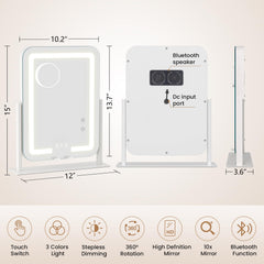 Dripex vanity mirror with three color temperatures for skin tone balance