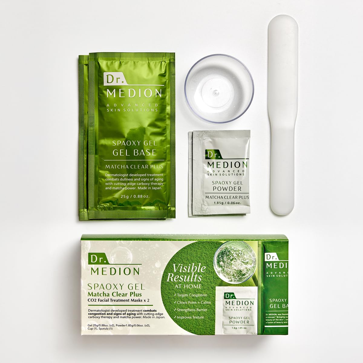 DR.MEDION Spaoxy Matcha Gel Mask bottle for premium at-home facial care.