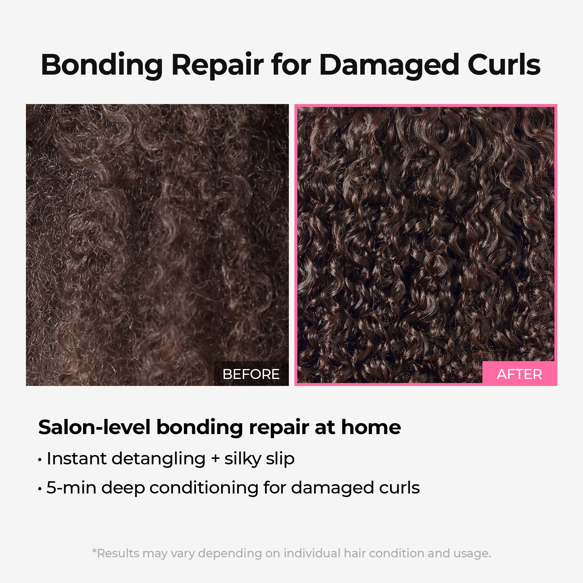 Product being applied to hair illustrating smoothing and frizz control
